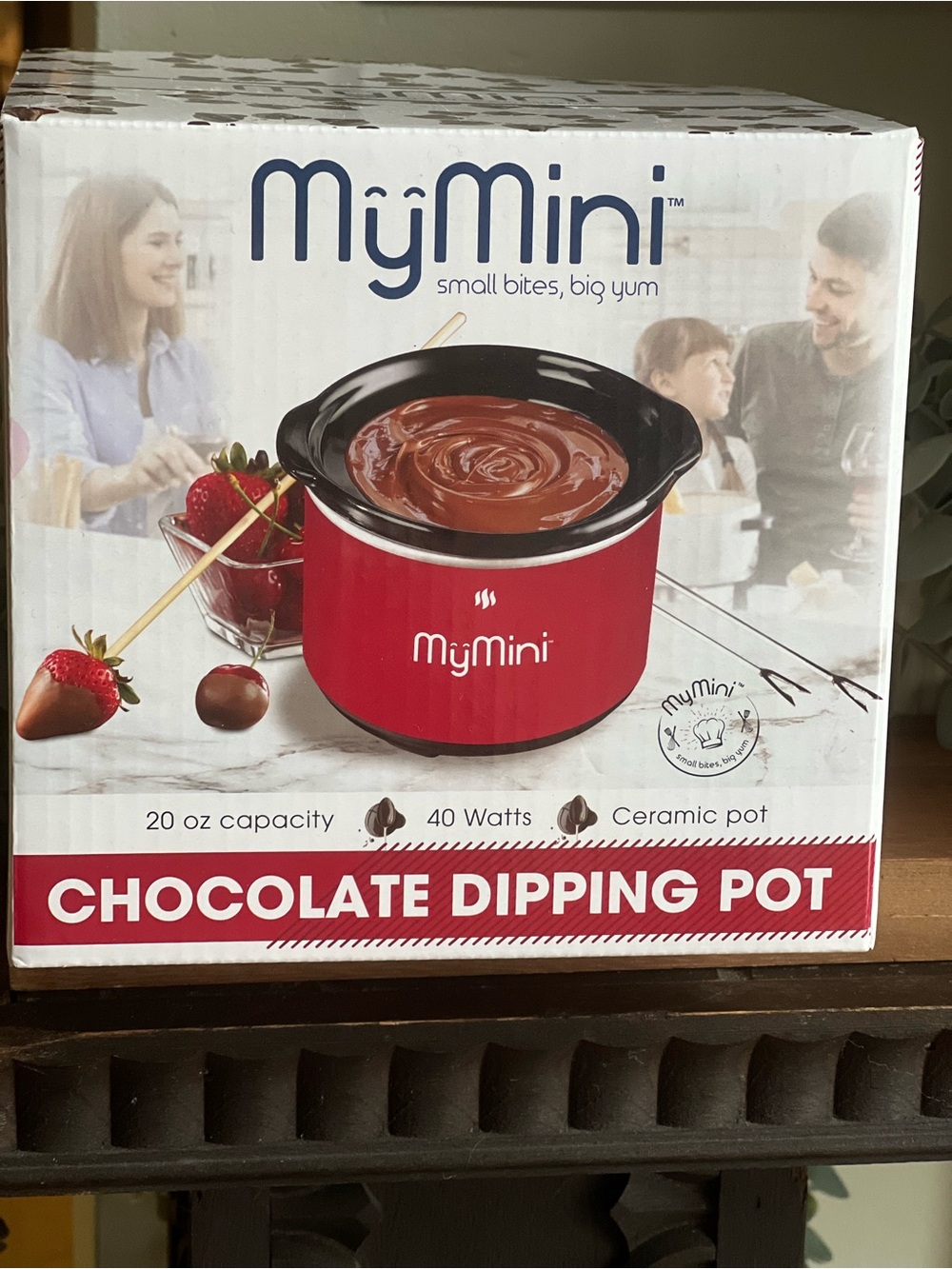 Red Chocolate Dipping Pot - Ceramic Fondue Warmer